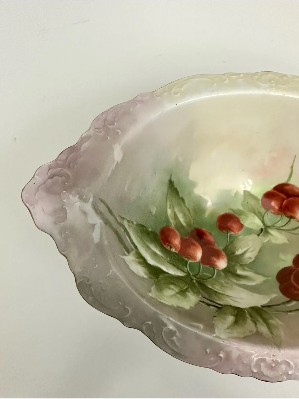 Vintage Wallendar Austria Serving Bowl w/ Cherry Tree Pattern/1884-1909